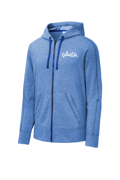 Sport-Tek PosiCharge Tri-Blend Wicking Fleece Full-Zip Hooded Jacket - ST293 - EMB Goodlife RV