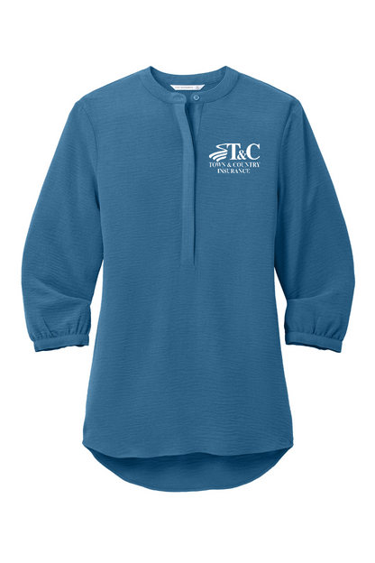 Extended Sizes - Port Authority Ladies 3/4-Sleeve Textured Crepe Tunic - LW713 - T&C