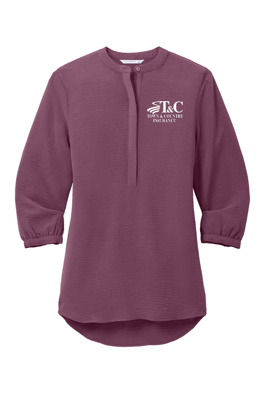 Port Authority Ladies 3/4-Sleeve Textured Crepe Tunic - LW713 - T&C