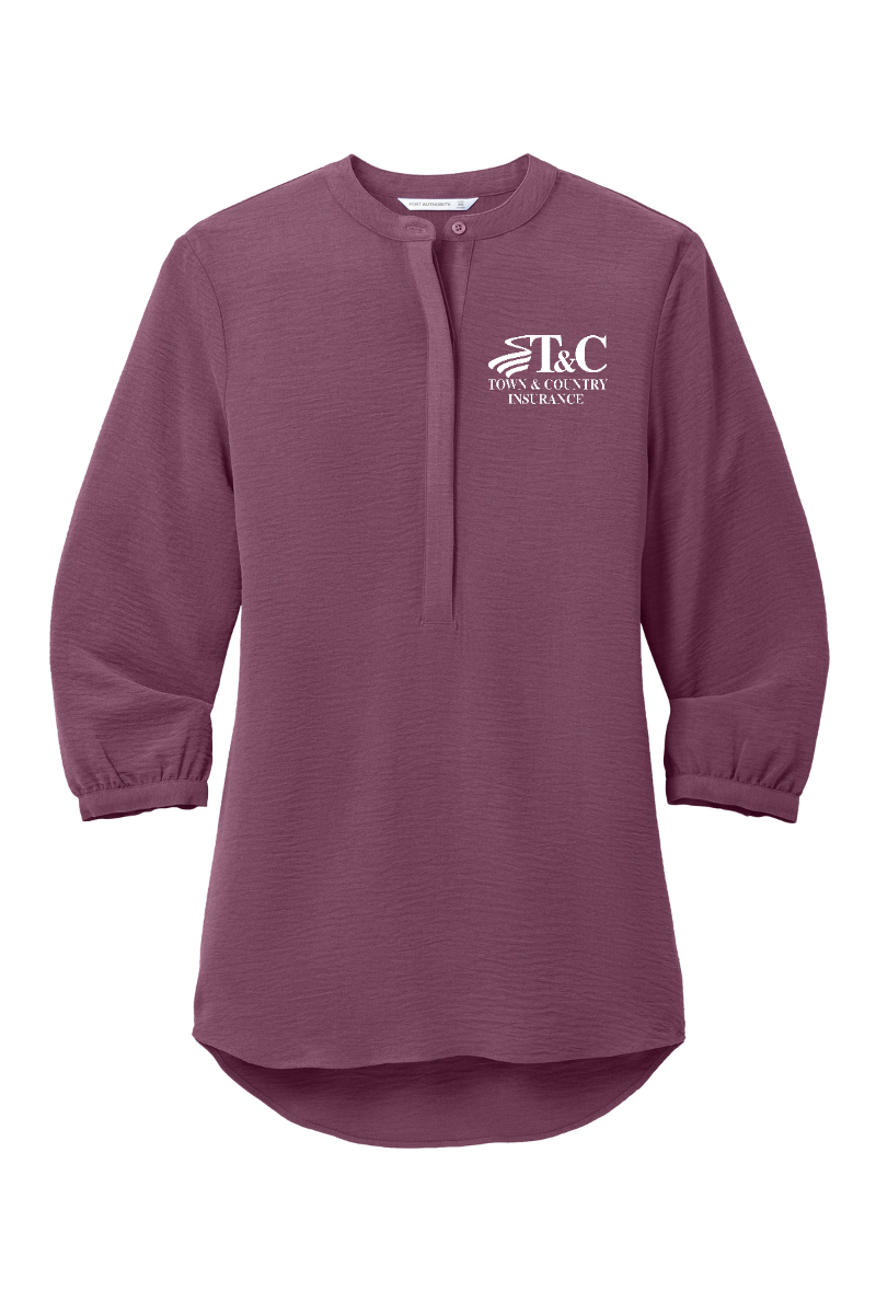 Extended Sizes - Port Authority Ladies 3/4-Sleeve Textured Crepe Tunic - LW713 - T&C